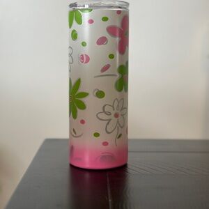 Floral Pink and Green Tumbler